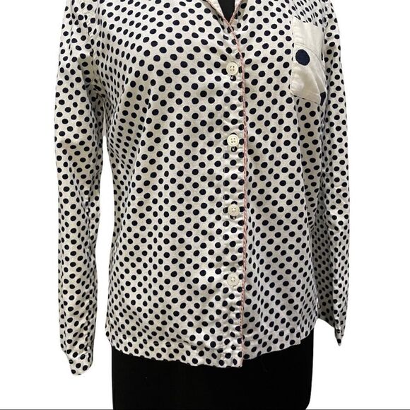 Boden Polka Dot Long Sleeve Flannel Pajama Top Sz XS - Picture 3 of 12